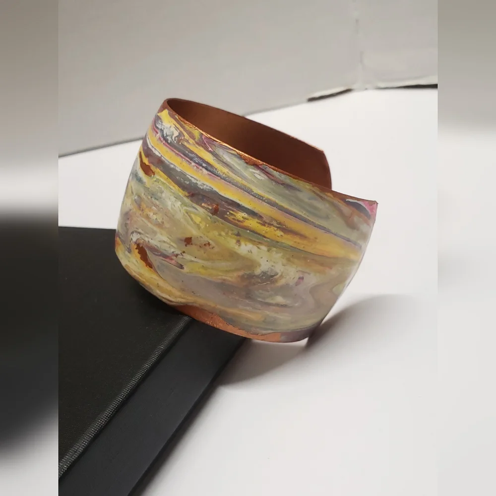 Hand Painted Acrylic Pour Painting Cuff Bracelet